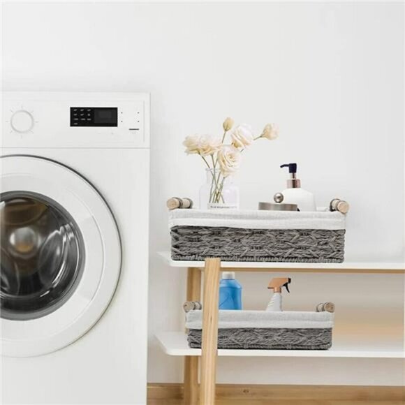 Storage Basket Wicker Baskets for Organizing Storage Bins for Countertop Toilet - Picture 3 of 8